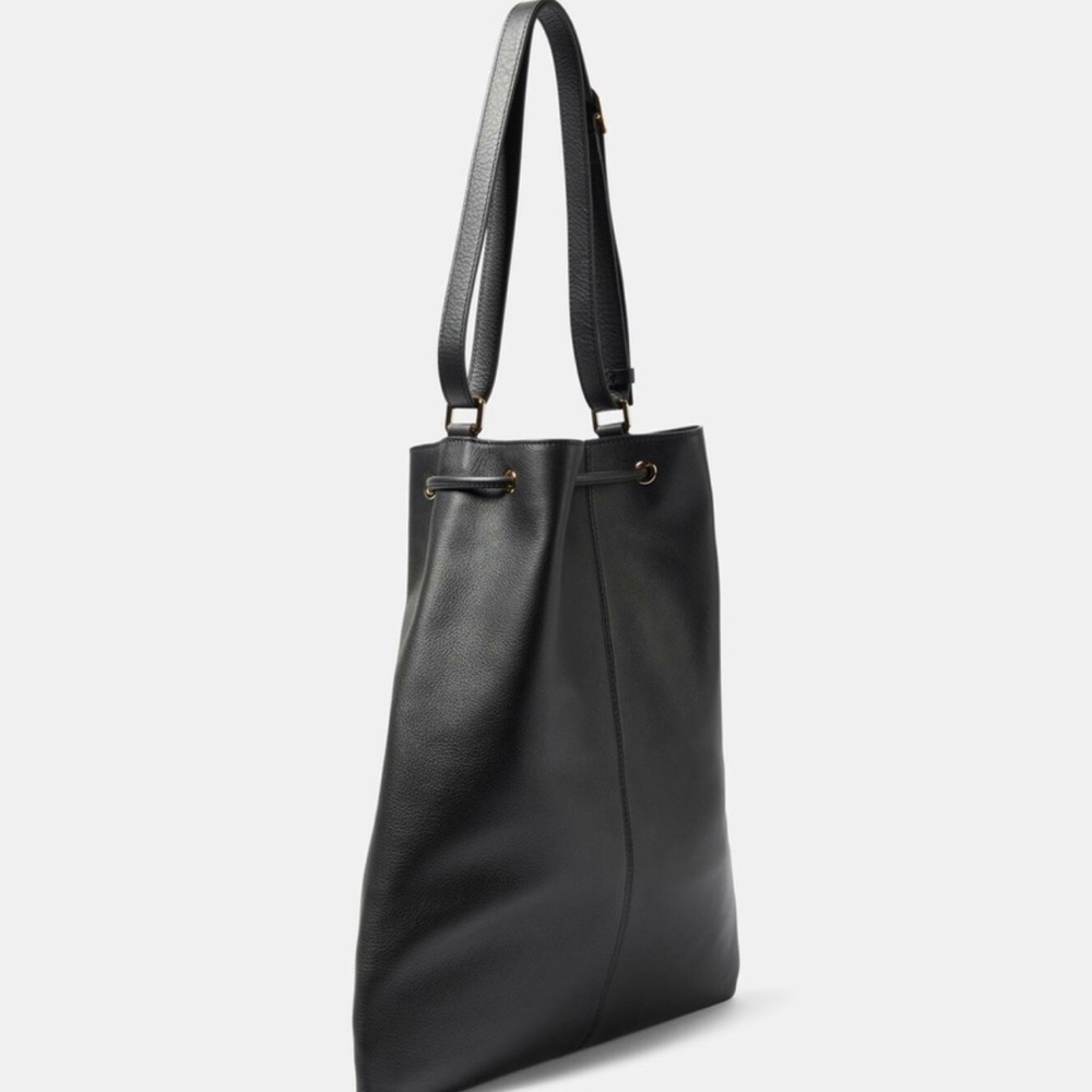 NWT KHAITE Greta Black Leather Drawstring Bag - Picture 8 of 16